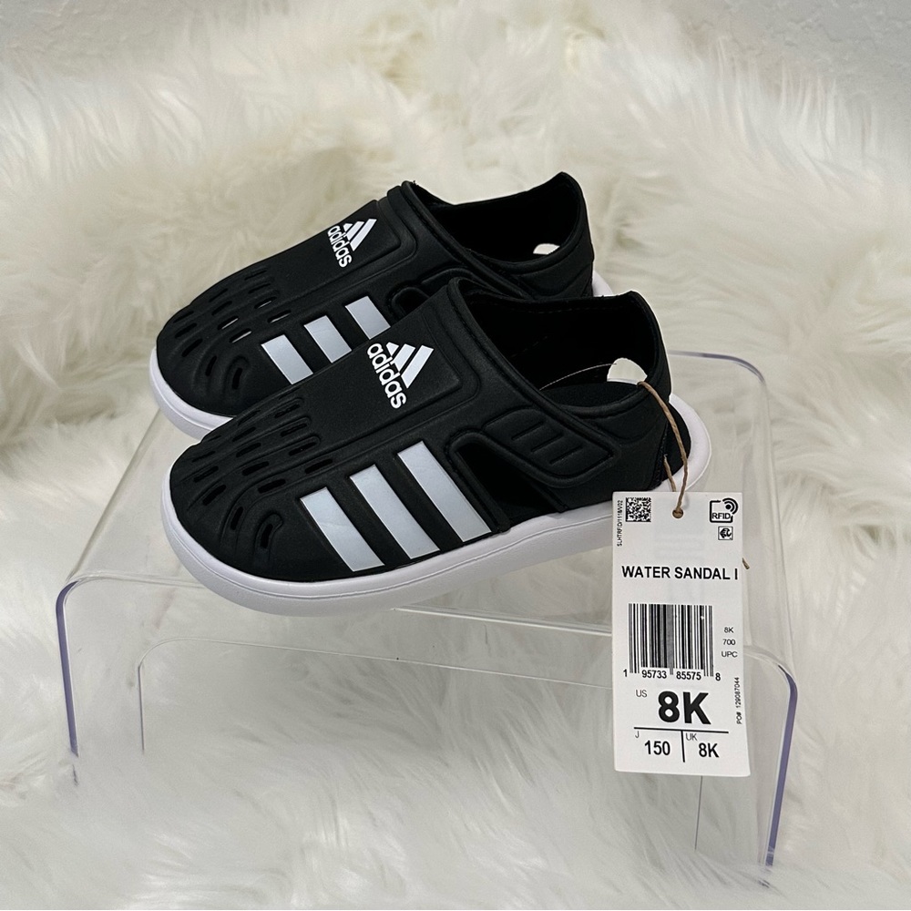 adidas Water Baby Toddler Sandals Sz 8K (8T) Color Balck/White NWT